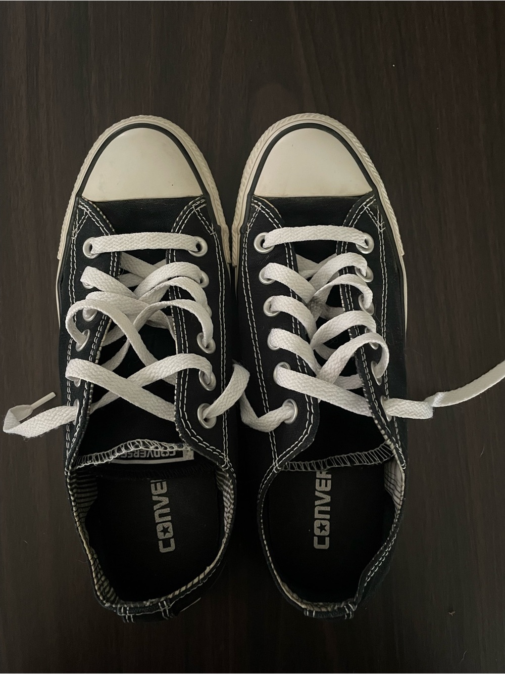 Converse Kids Black Low Top Sneakers with White Accents